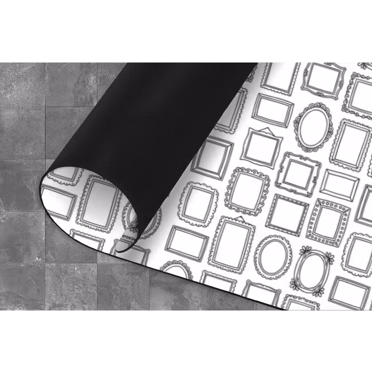 Lijsten - Patroon - Decoratie - Schets - Zwart-wit Keukenloper - keukenmat middel -closeup