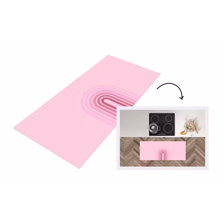 Regenboog - Roze - Abstract - Modern - Minimalistisch Keukenloper - keukenmat middel -3d