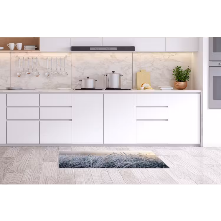 Rijp - Gras - Kristallen - Winter - Minimalistisch Keukenloper - keukenmat middel -sfeer3