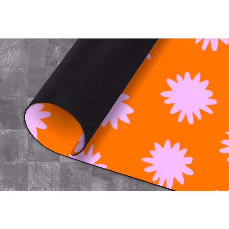 Retro - Bloemen - Oranje Keukenloper - keukenmat middel 536 -closeup