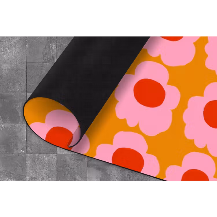 Retro - Bloemen - Roze Keukenloper - keukenmat middel 536 -closeup