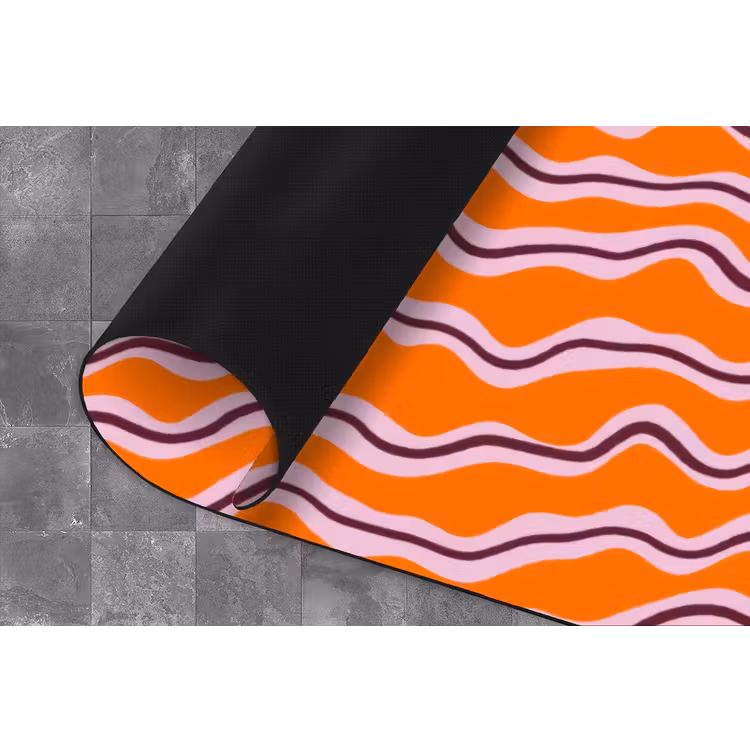 Retro - Golvend - Oranje Keukenloper - keukenmat middel 536 -closeup