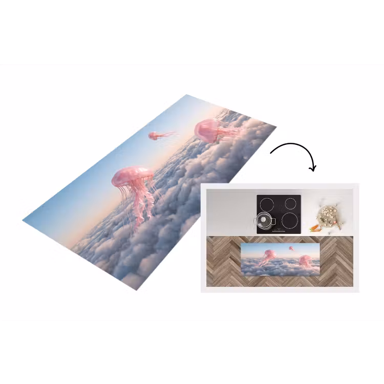 Küchenläufer - Rosa Tier – Wolken - Roze dier - Wolken Keukenloper - keukenmat middel