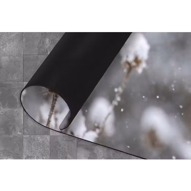 Roodborstje - Gedroogde bloem - Sneeuw - Winter - Vertederend Keukenloper - keukenmat middel -closeup