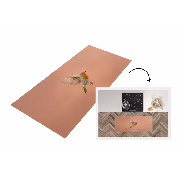 Roodborst - Natuur - Roze Keukenloper - keukenmat middel -3d