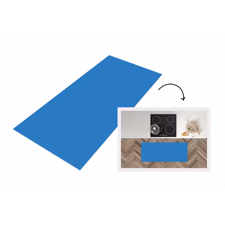 Royal - Blue - Blauw Keukenloper - keukenmat middel 536 -3d