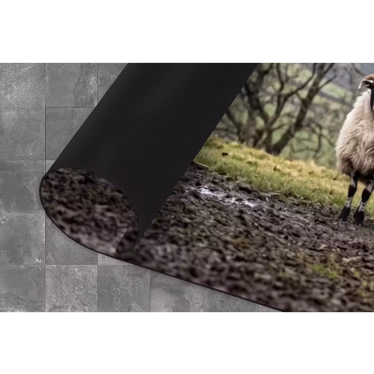 Schapen - Rij - Weide - Dieren - Platteland Keukenloper - keukenmat middel -closeup
