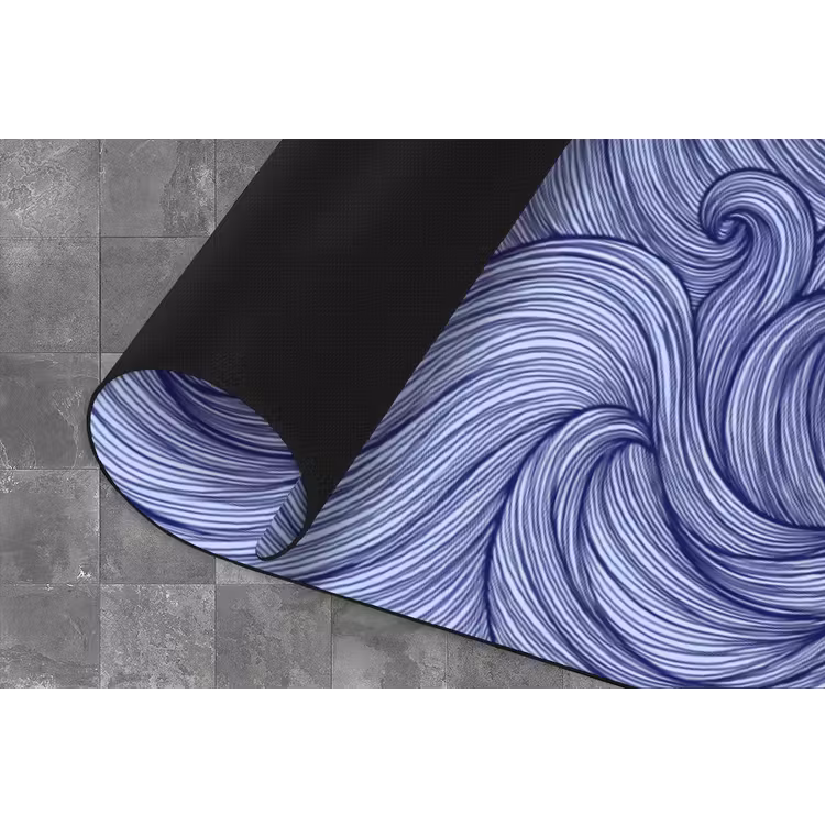 Schip - Golven - Zee - Illustratie - Blauw Keukenloper - keukenmat middel -closeup