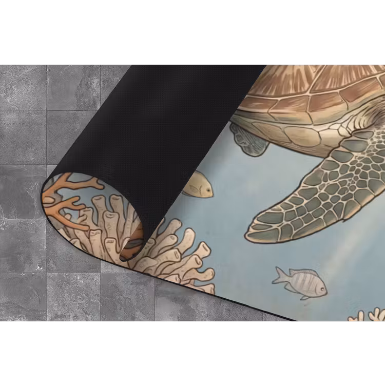 Schildpad - Onderwater - Natuur - Illustratie Keukenloper - keukenmat middel -closeup