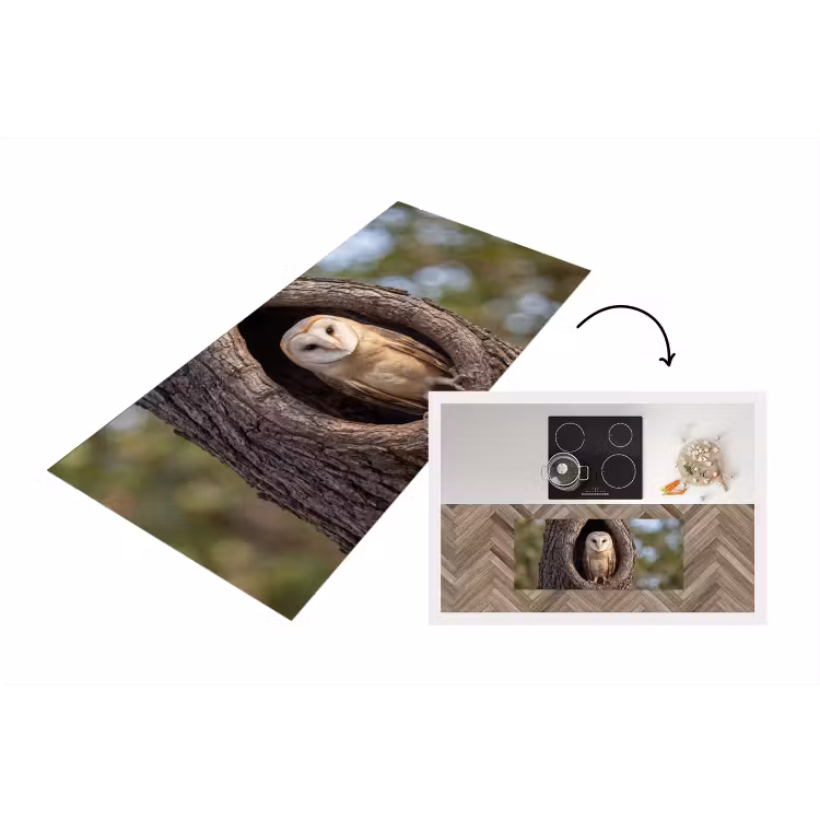 Kerkuil - Boom - Natuur - Bruin Keukenloper - keukenmat middel -3d