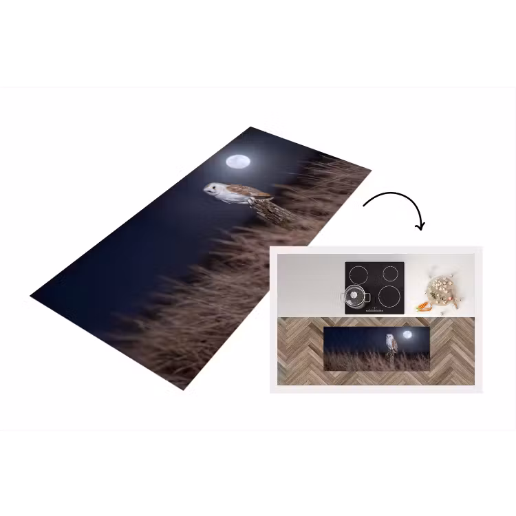 Kerkuil - Maan - Nacht Keukenloper - keukenmat middel -3d