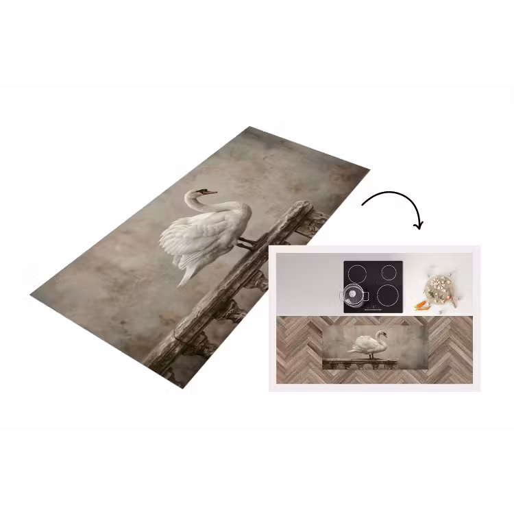 Zwaan - Elegant - Dieren - Wit Keukenloper - keukenmat middel -3d