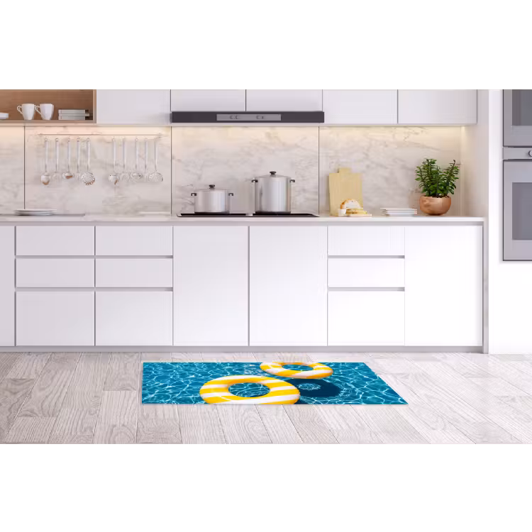 Zwembad - Zwembanden - Zomer - Geel - Blauw Keukenloper - keukenmat middel -sfeer3