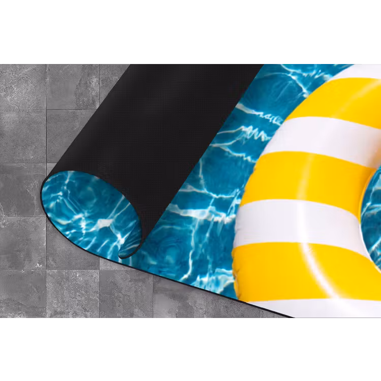 Zwembad - Zwembanden - Zomer - Geel - Blauw Keukenloper - keukenmat middel -closeup