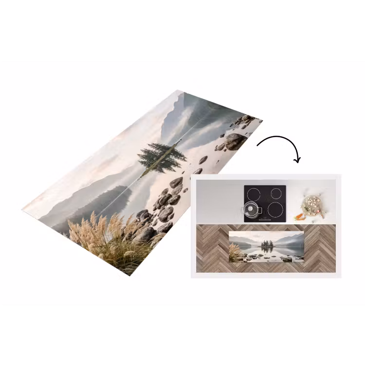 Meer - Bergen - Landschap - Groen Keukenloper - keukenmat middel -3d
