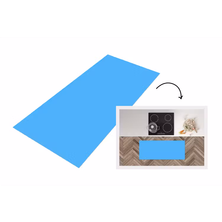 Sky - Blue - Blauw Keukenloper - keukenmat middel 536 -3d