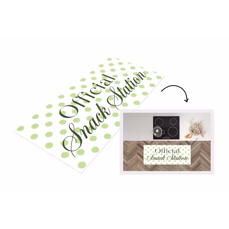 Snack Station - Groen - Stippen Keukenloper - keukenmat middel -3d