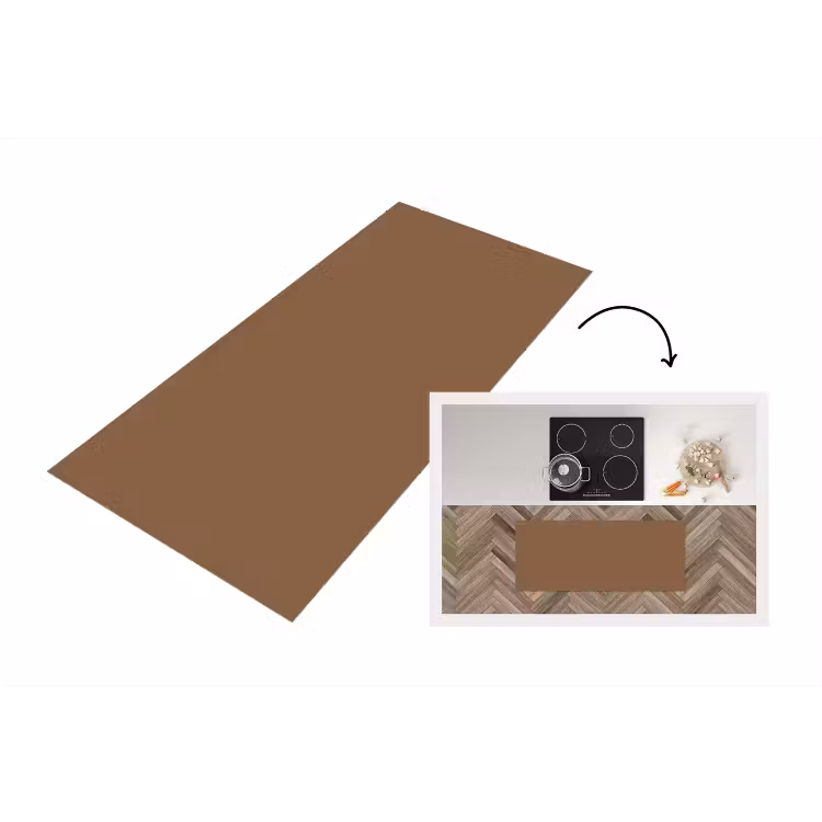 Soft - Walnut - Bruin Keukenloper - keukenmat middel 536 -3d