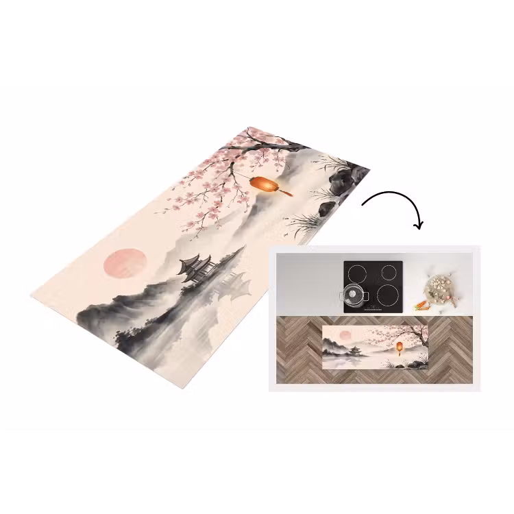 Zon - Japans - Traditioneel Keukenloper - keukenmat middel -3d