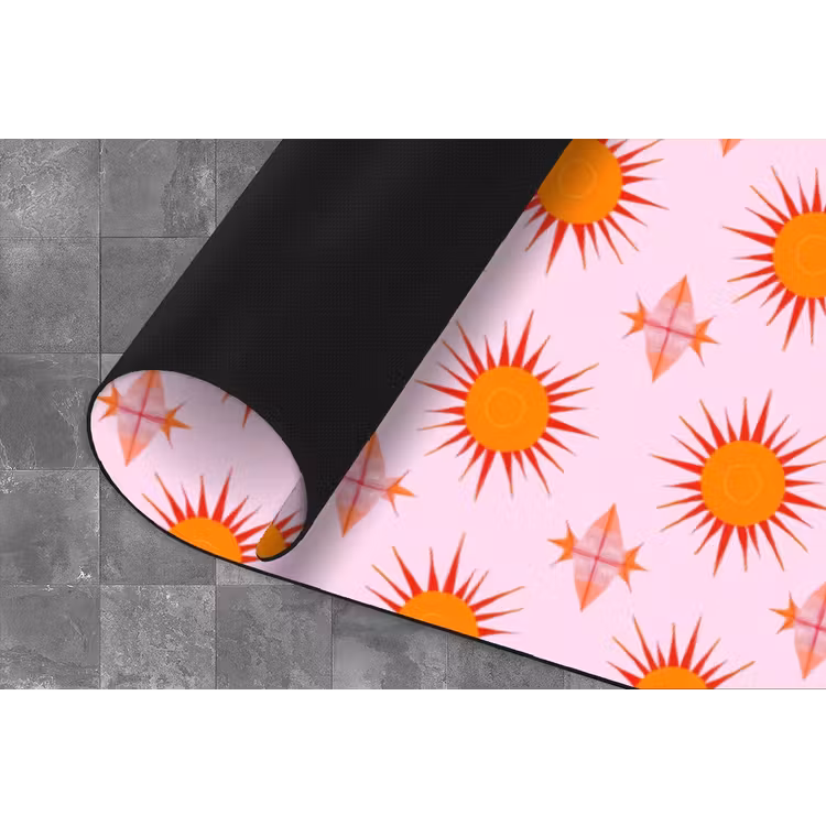 Zon - Patroon - Roze Keukenloper - keukenmat middel 536 -closeup