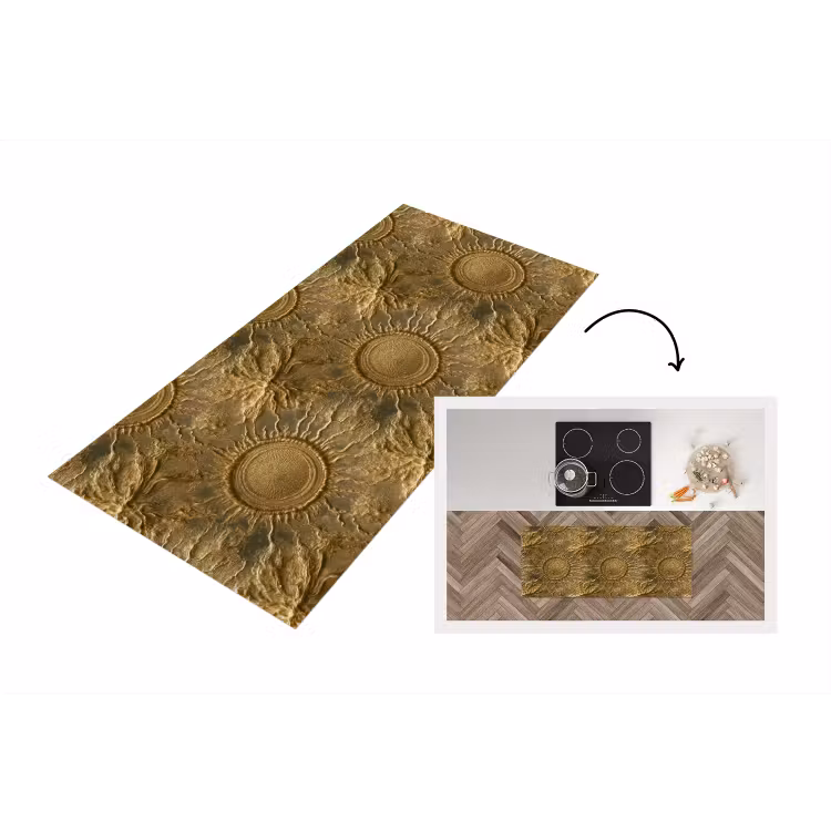 Zon - Reliëf - Antiek - Goud Keukenloper - keukenmat middel 536 -3d