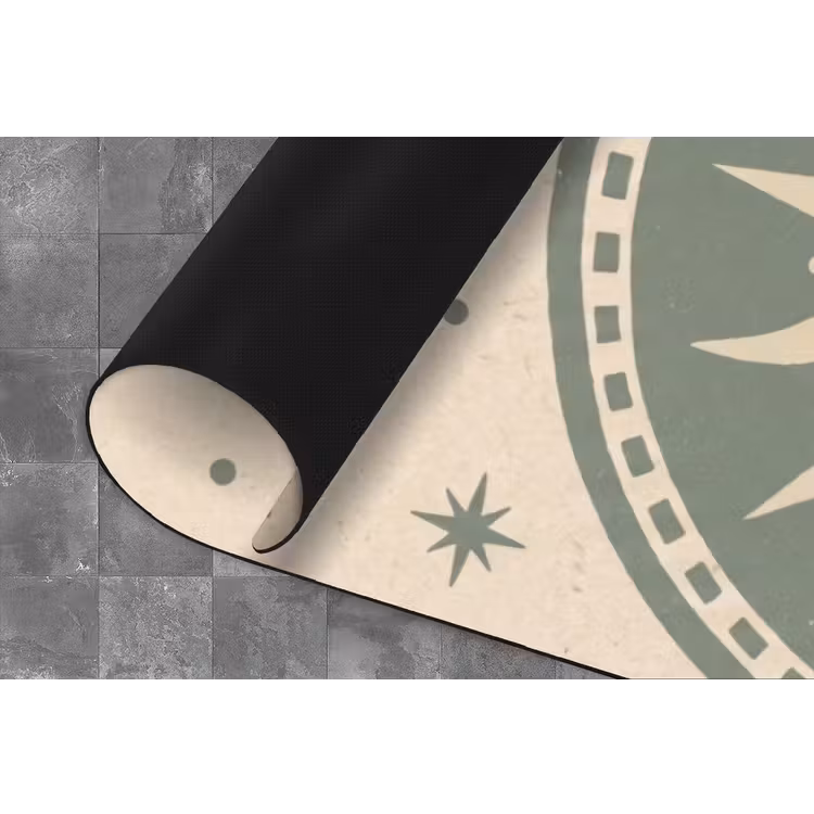 Zon - Sterren - Astrologie - Vintage - Groen Keukenloper - keukenmat middel -closeup
