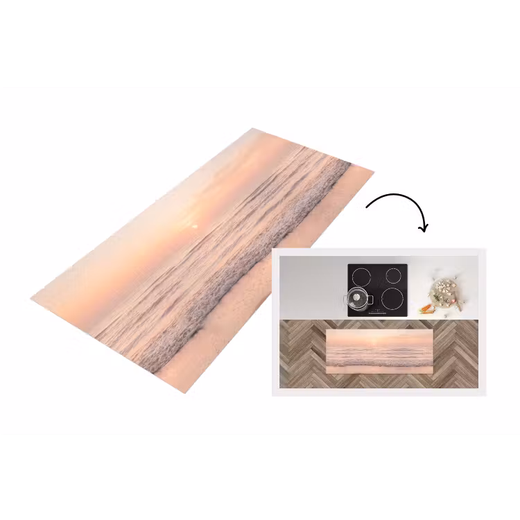 Zon - Strand - Roze Keukenloper - keukenmat middel -3d