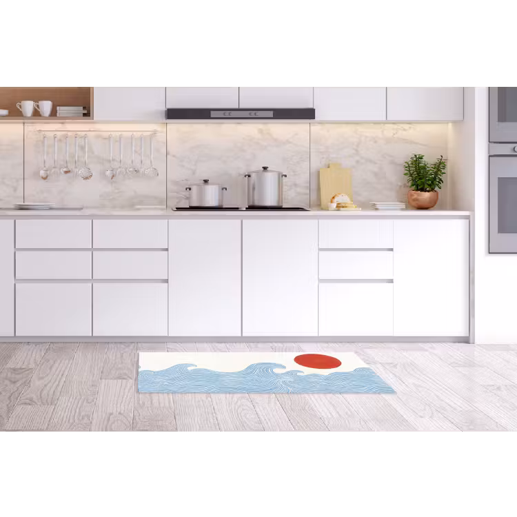 Zon - Golven - Oceaan - Abstract - Rood Keukenloper - keukenmat middel -sfeer3