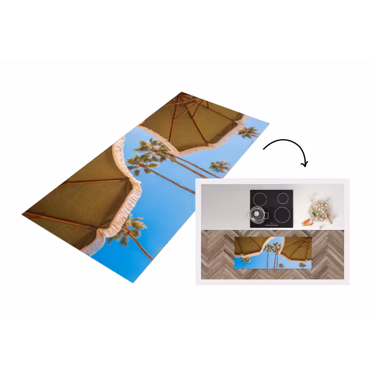 Parasol - Groen - Franjes - Zomer - Tropisch Keukenloper - keukenmat middel -3d