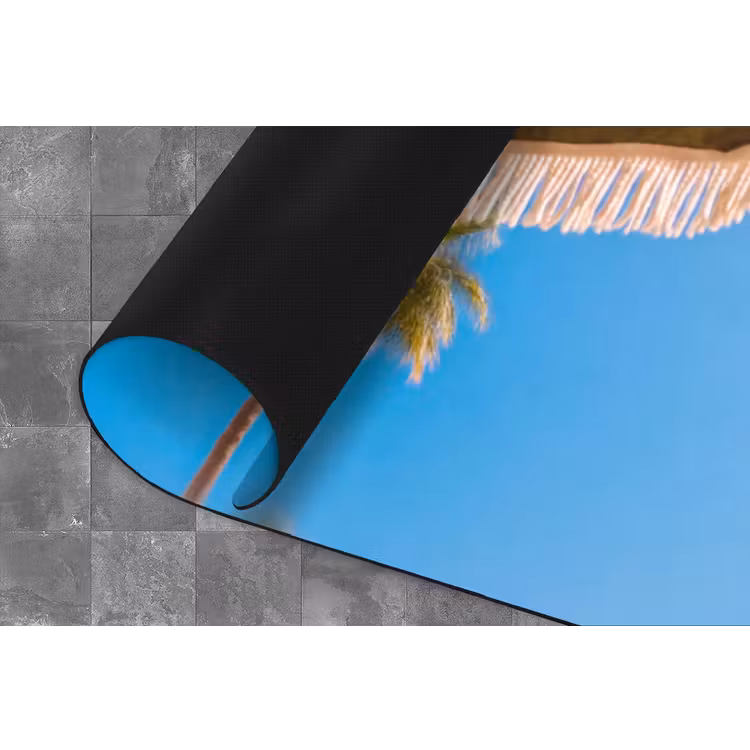 Parasol - Groen - Franjes - Zomer - Tropisch Keukenloper - keukenmat middel -closeup
