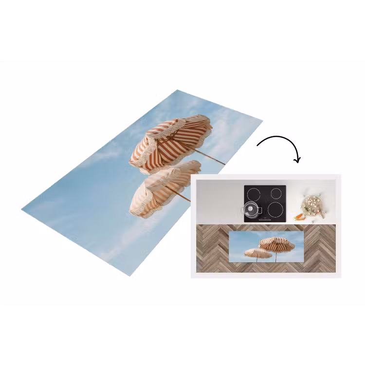 Parasol - Lucht - Rood Keukenloper - keukenmat middel -3d