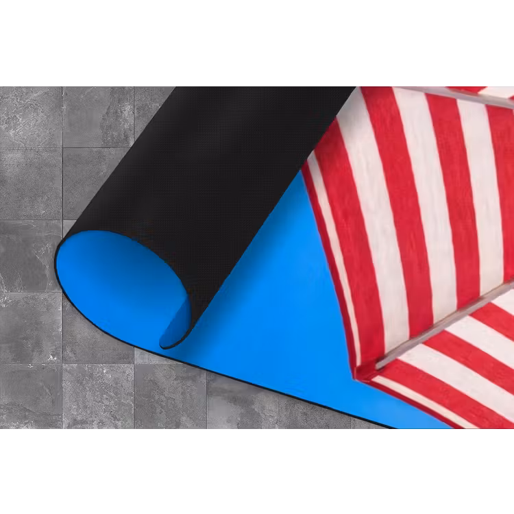Parasol - Strepen - Zomer - Rood - Blauw Keukenloper - keukenmat middel -closeup
