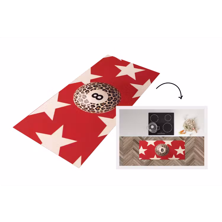 Spel - Dierenprint - Nummer 8 - Modern - Rood Keukenloper - keukenmat middel -3d