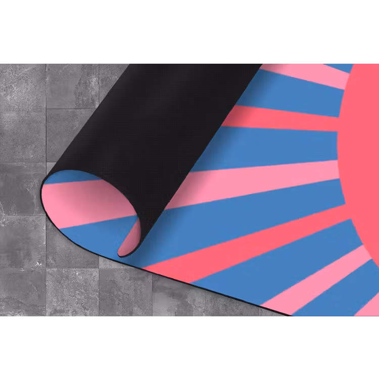 Spreuk - Grafisch - Abstract - Roze - Blauw Keukenloper - keukenmat middel -closeup