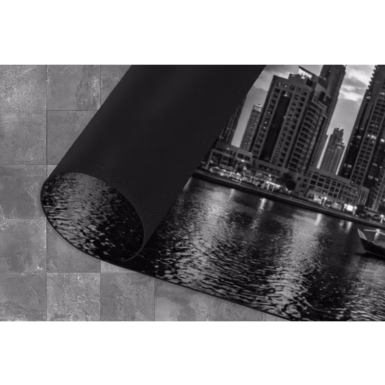 Stad - Skyline - Architectuur - Avond - Zwart-wit Keukenloper - keukenmat middel -closeup