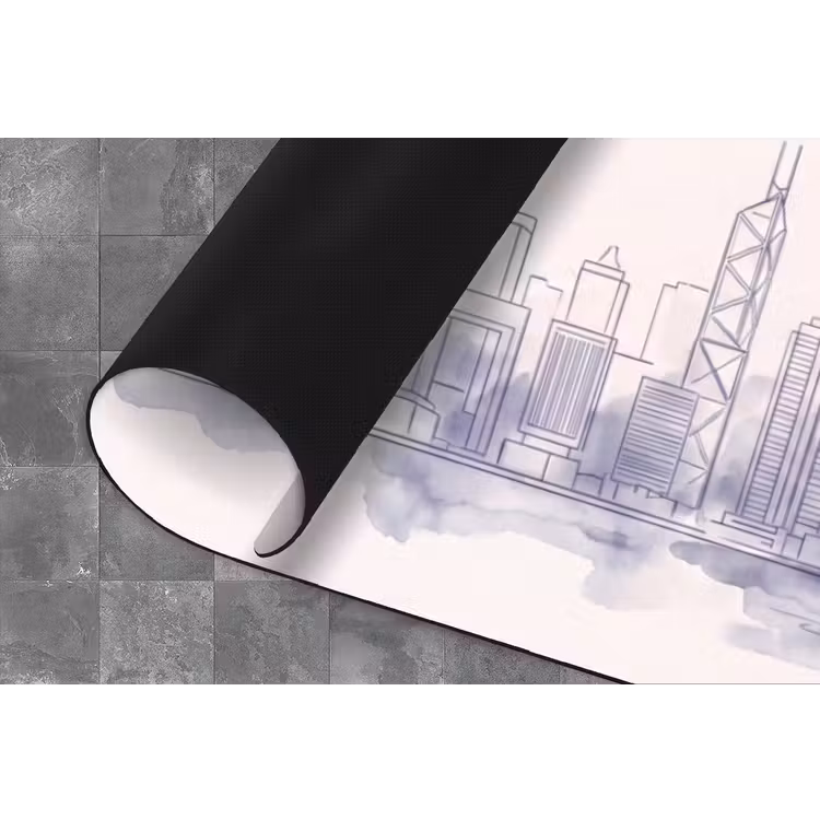 Stad - Skyline - Water - Lijntekening - Blauw Keukenloper - keukenmat middel -closeup