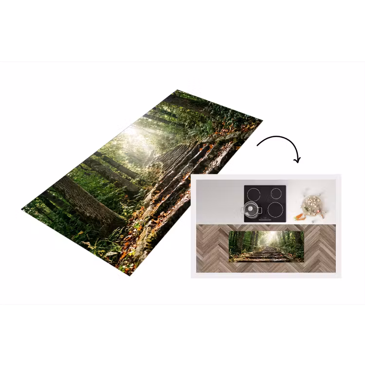 Stenen - Trap - Bos - Natuur Keukenloper - keukenmat middel -3d