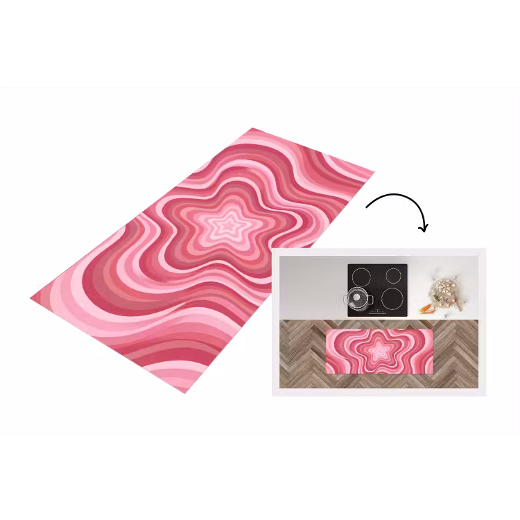 Ster - Golvend - Abstract - Roze Keukenloper - keukenmat middel -3d