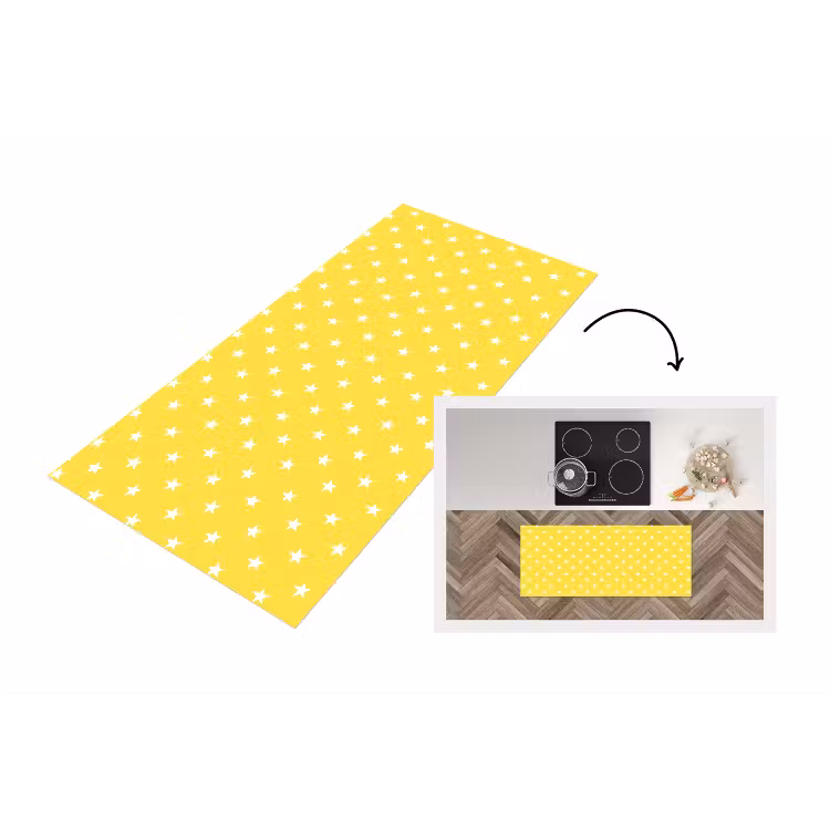 Sterren - Patroon - Minimalistisch - Geel Keukenloper - keukenmat middel 536 -3d