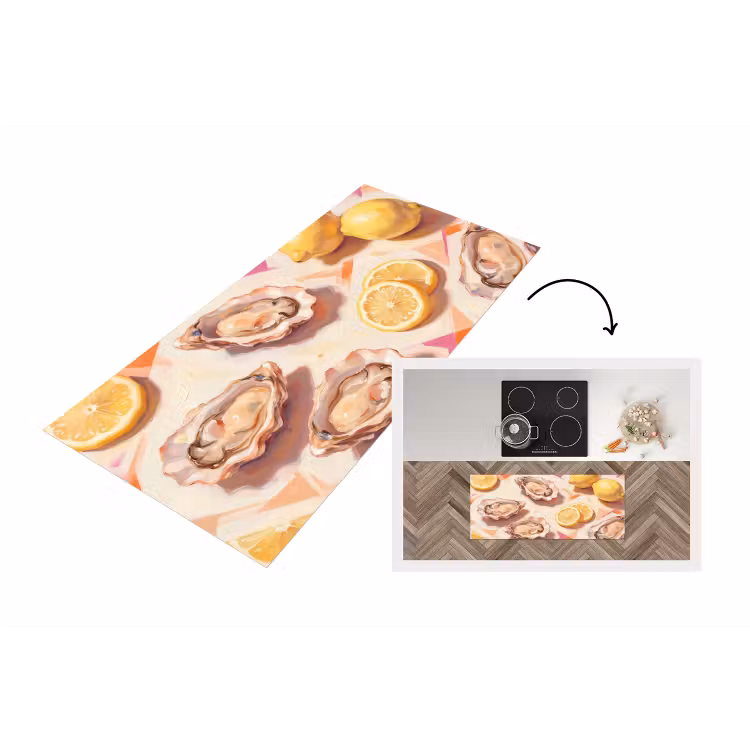 Stilleven - Citroenen - Oesters - Abstract - Oranje Keukenloper - keukenmat middel -3d