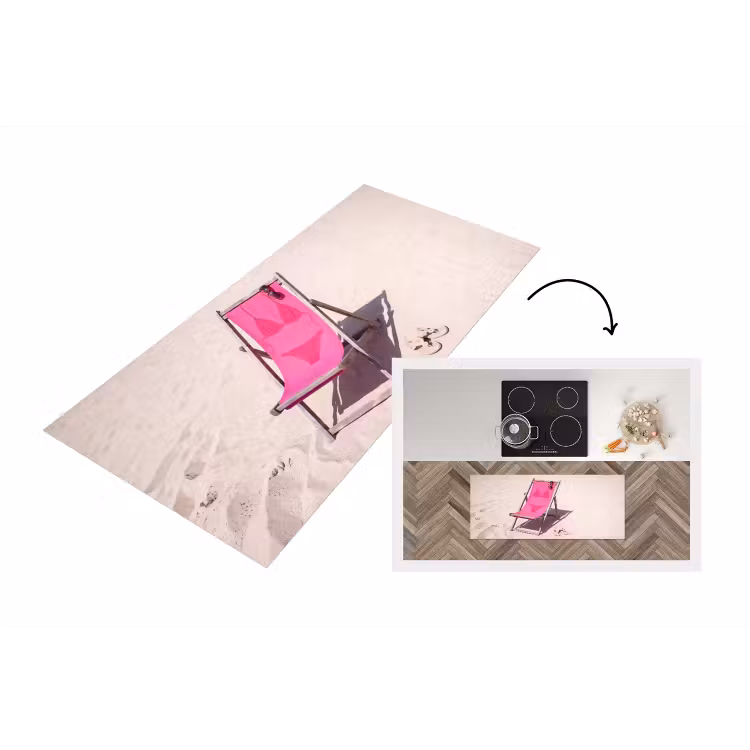 Strand - Ligstoel - Badkleding - Zomer - Roze Keukenloper - keukenmat middel -3d