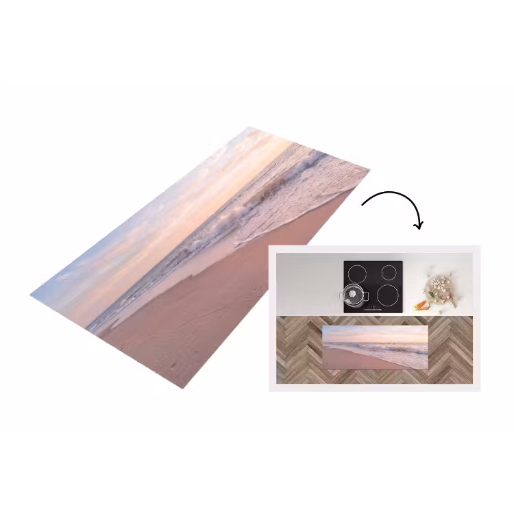 Strand - Zee - Golven - Natuur - Zonsondergang Keukenloper - keukenmat middel -3d