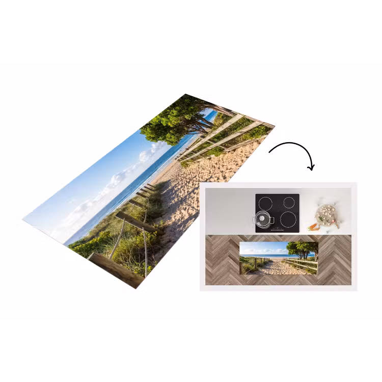 Strand - Zandpad - Oceaan - Natuur Keukenloper - keukenmat middel -3d