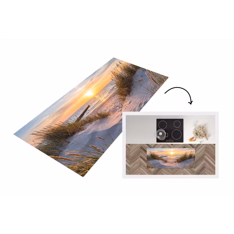 Strand - Zonsondergang - Natuur - Landschap Keukenloper - keukenmat middel -3d