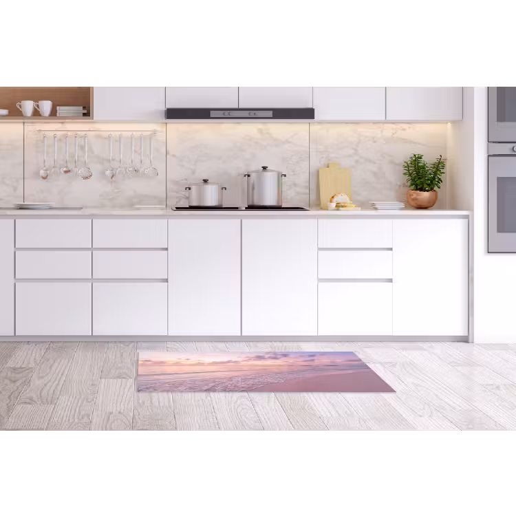Strand - Zonsondergang - Natuur - Minimalistisch - Roze Keukenloper - keukenmat middel -sfeer3