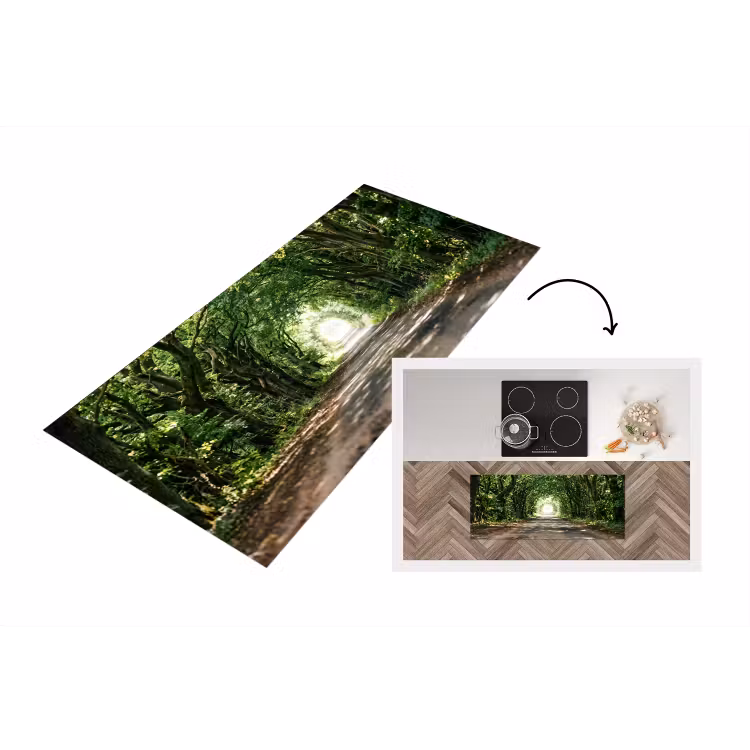 Weg - Bomen - Natuur - Groen Keukenloper - keukenmat middel -3d