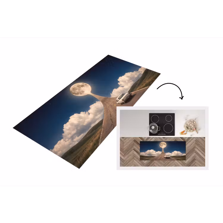 Küchenläufer - Straße – Mond – Nacht - Weg - Maan - Nacht Keukenloper - keukenmat middel