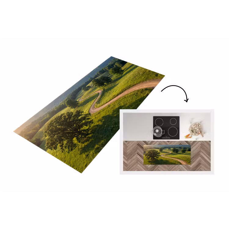 Weg - Weide - Natuur - Groen Keukenloper - keukenmat middel -3d