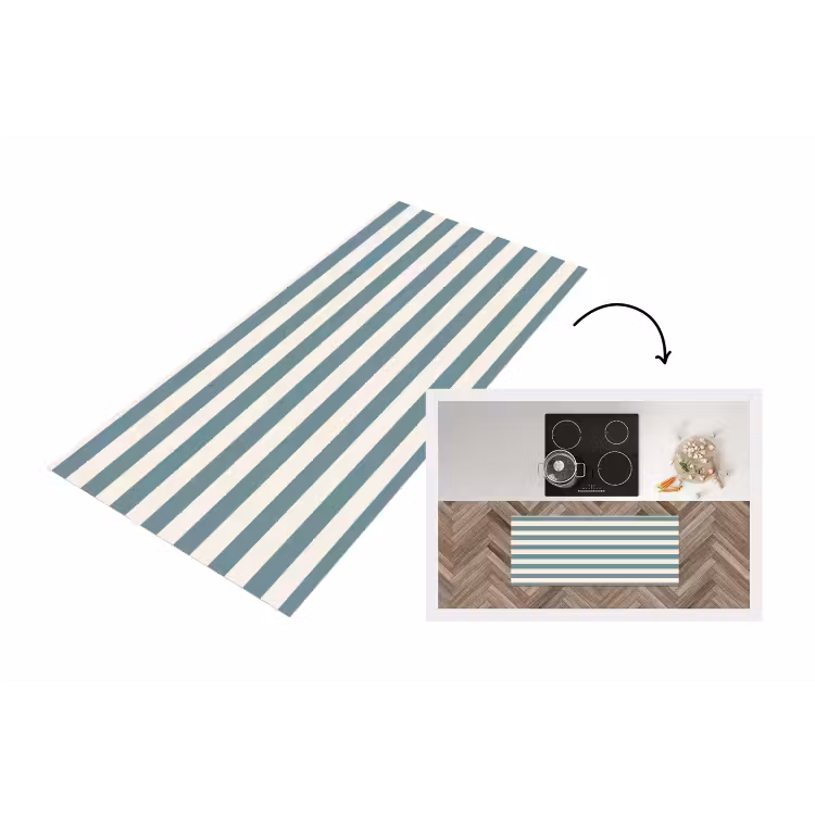 Strepen - Modern - Blauw Keukenloper - keukenmat middel 536 -3d