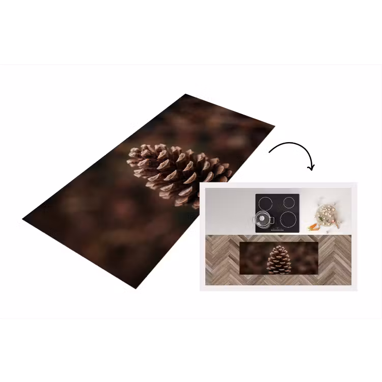 Dennenappel - Bos - Herfst - Bruin - Sfeervol Keukenloper - keukenmat middel -3d